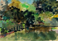 Mid Century Lake Anza Berkeley Bay Area Abstract Expressionist Landscape W/C