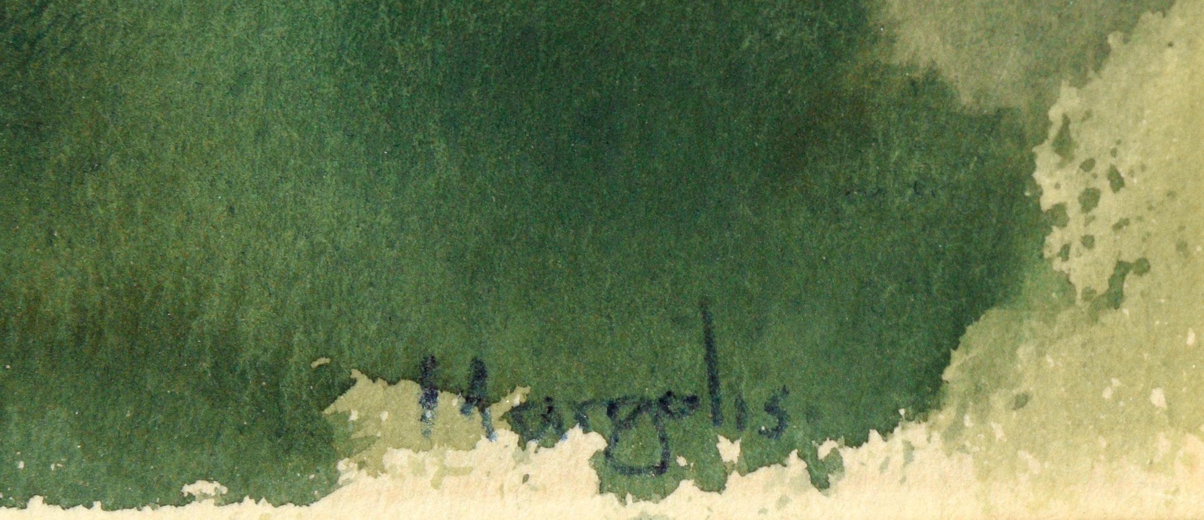 Mitte des Jahrhunderts Lake Anza Berkeley Bay Area Abstrakte Expressionistische Landschaft W/C  im Angebot 1