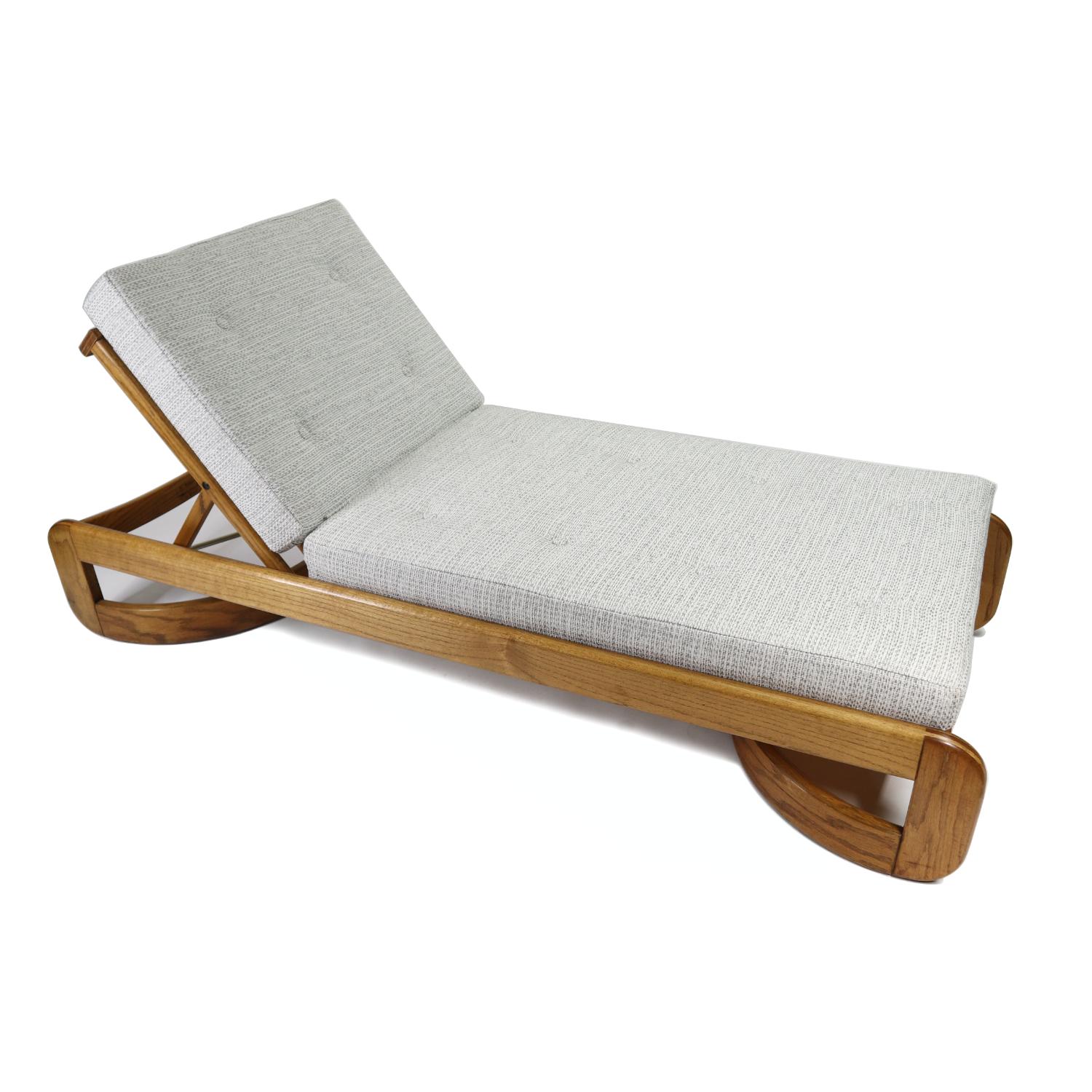 American Howard Mid-Century Modern Restored Adjustable Chaise Lounge Daybed & Side Table