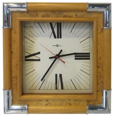 Howard Miller Burl / Chrome Wall Clock