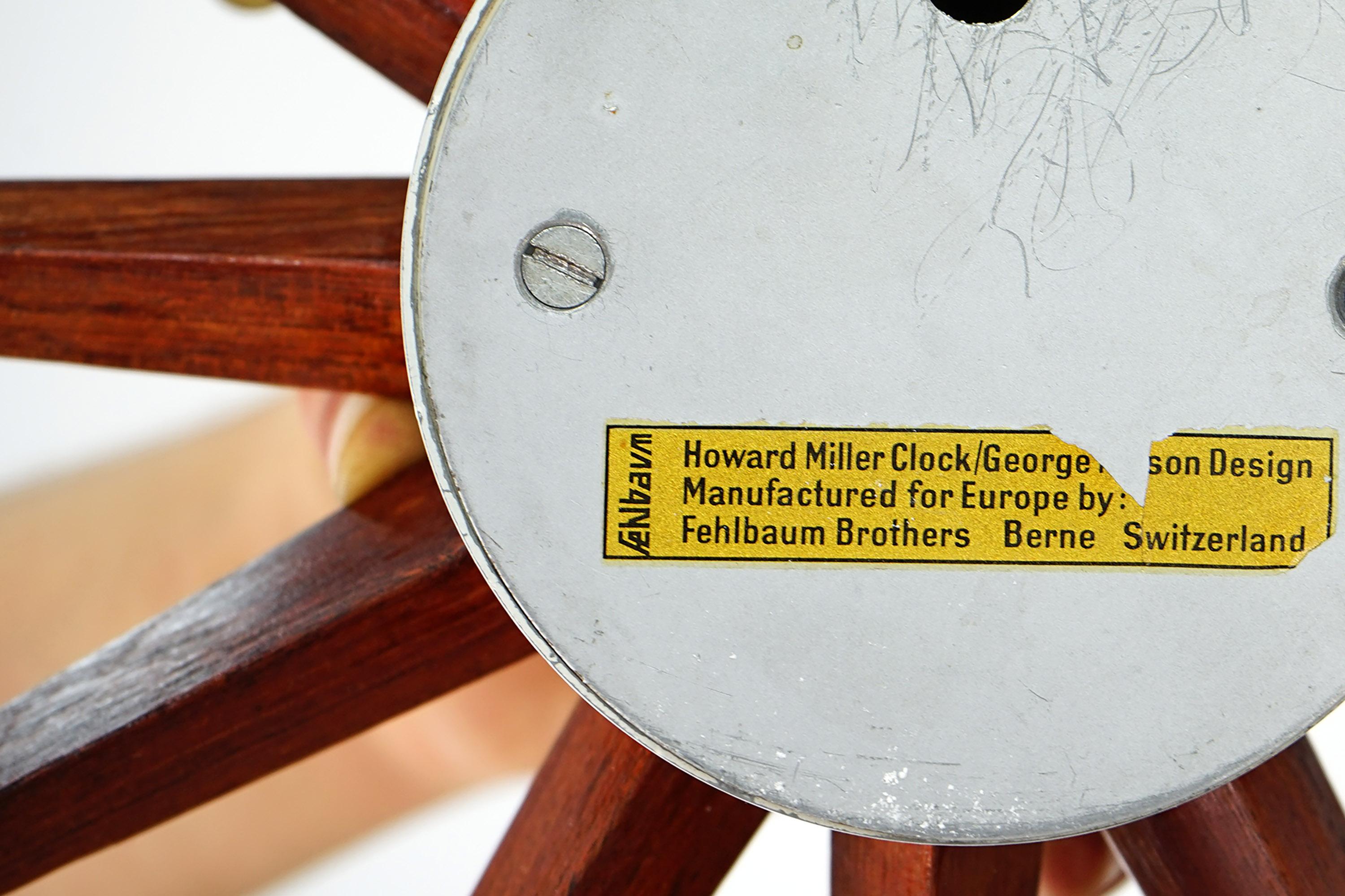 Swiss Howard Miller Clock by George Nelson for Fehlbaum Brothers, 1950s