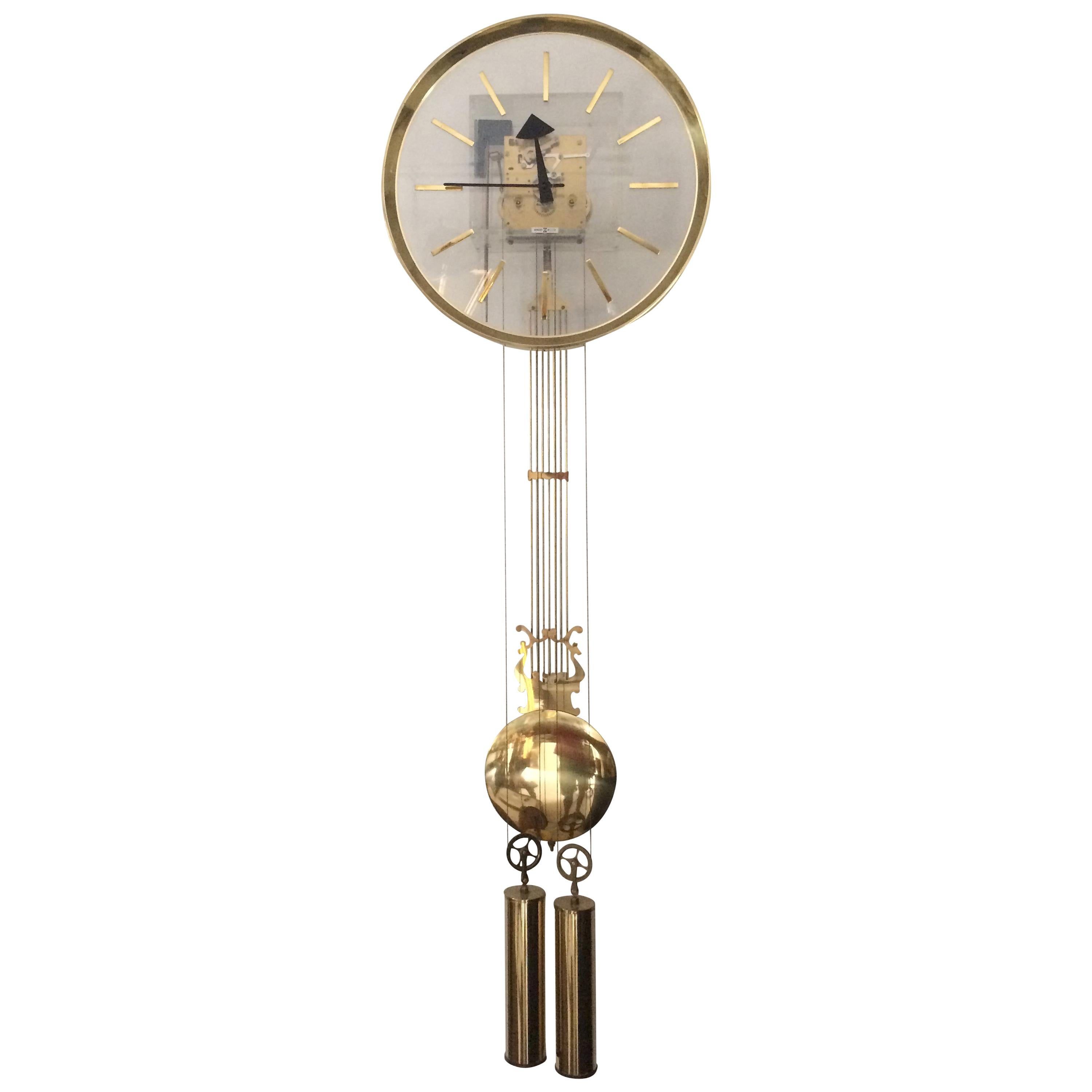 Howard Miller Eight Day Clock Lucite Case Designed by Arthur Umanoff