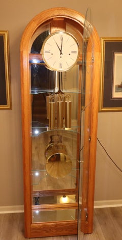 Howard Miller “Eternity II” Curio Grandfather Clock, Oak, Circa 1980s