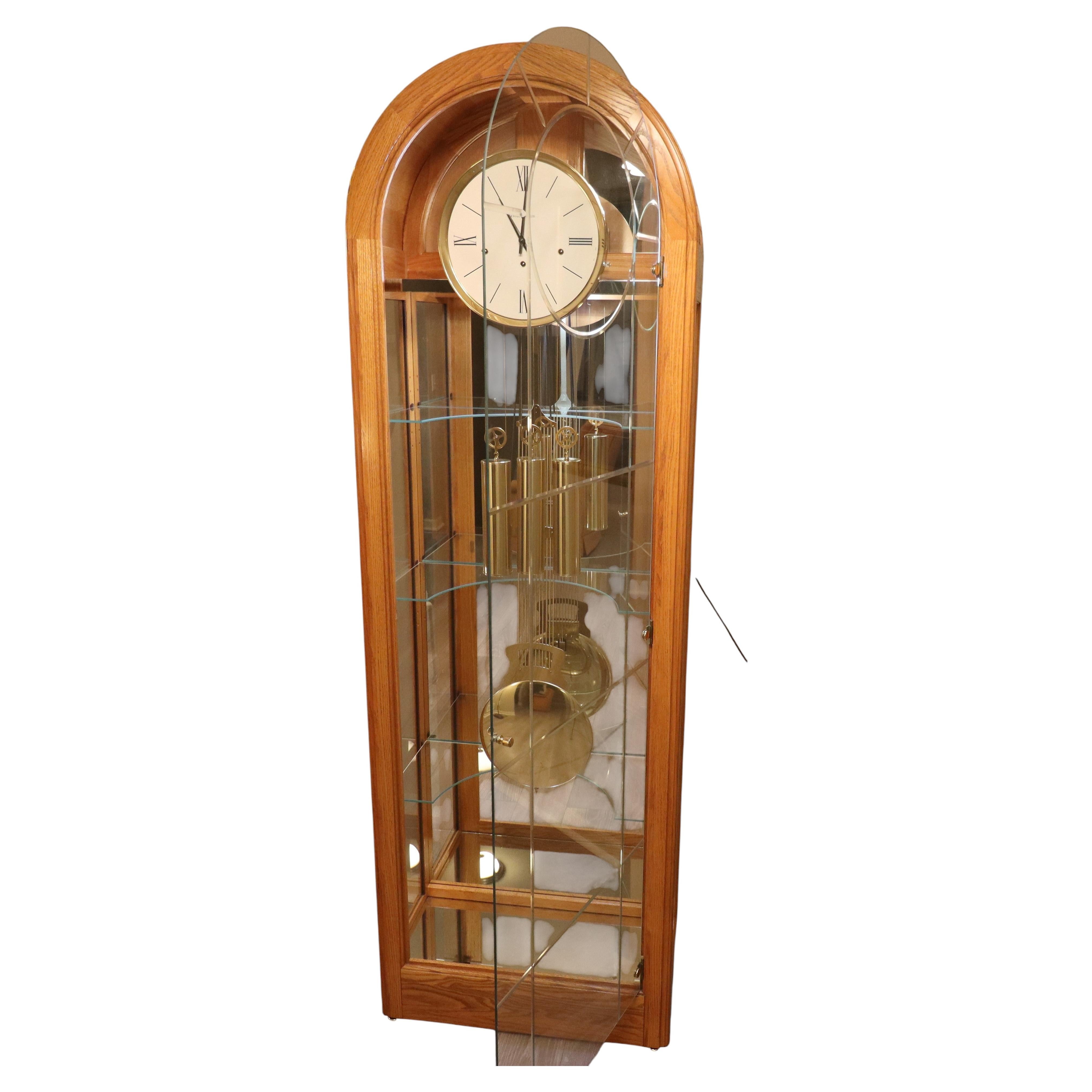 Howard Miller “Eternity II” Curio Grandfather Clock, Oak, Circa 1980s