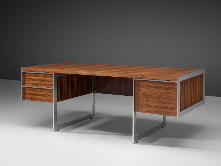 Howard Miller Executive Desk in Rosewood and Metal For Sale at 1stDibs