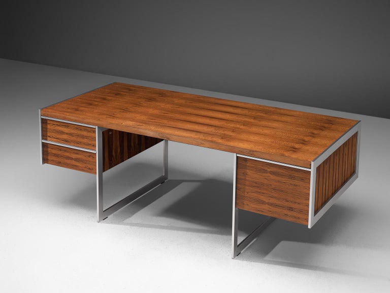 Howard Miller Executive Desk in Rosewood and Metal For Sale at 1stDibs