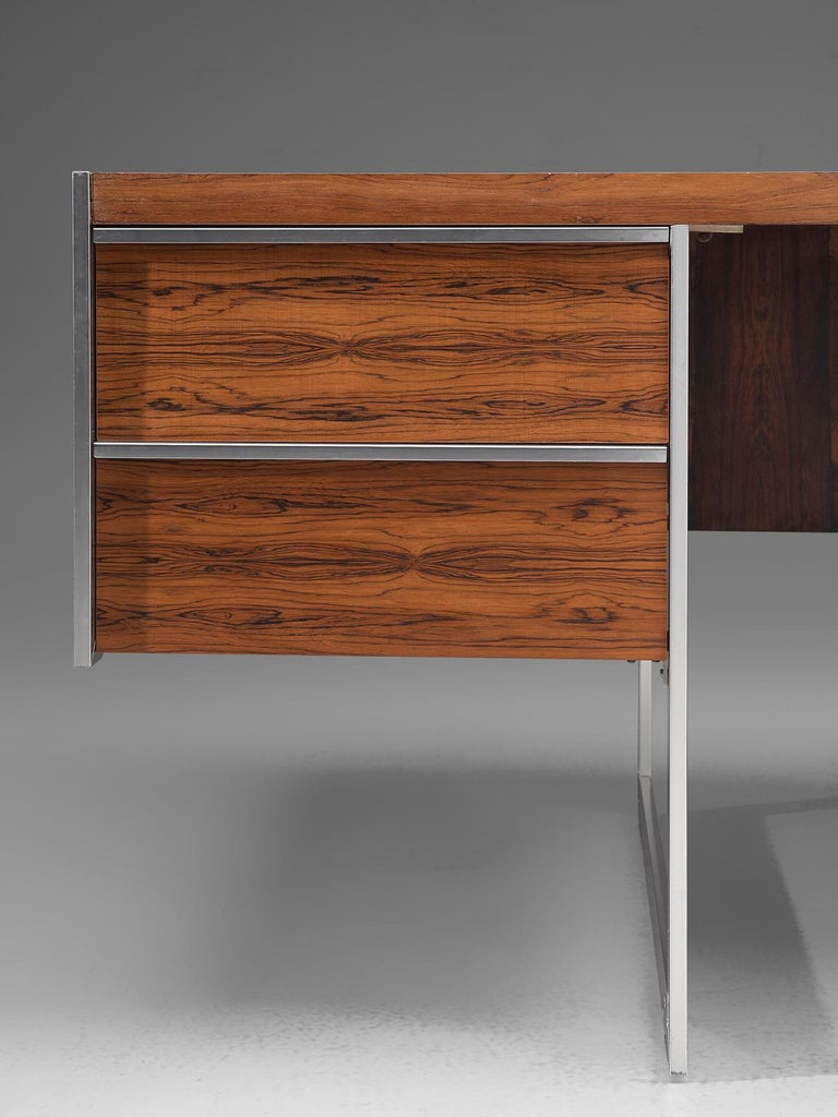 Howard Miller Executive Desk in Rosewood and Metal For Sale at 1stDibs
