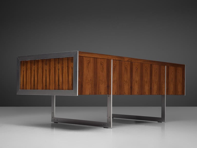 Howard Miller Executive Desk in Rosewood and Metal For Sale at 1stDibs