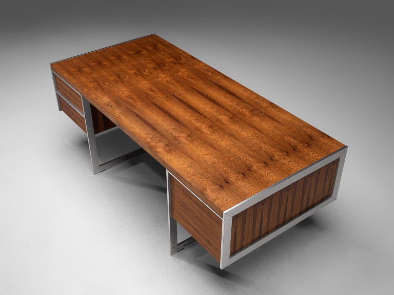 Howard Miller Executive Desk in Rosewood and Metal For Sale at 1stDibs