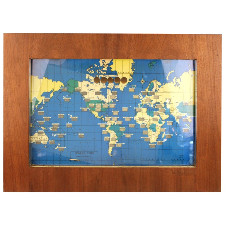 Howard Miller MidCentury Modern Illuminated Time Table World Clock For