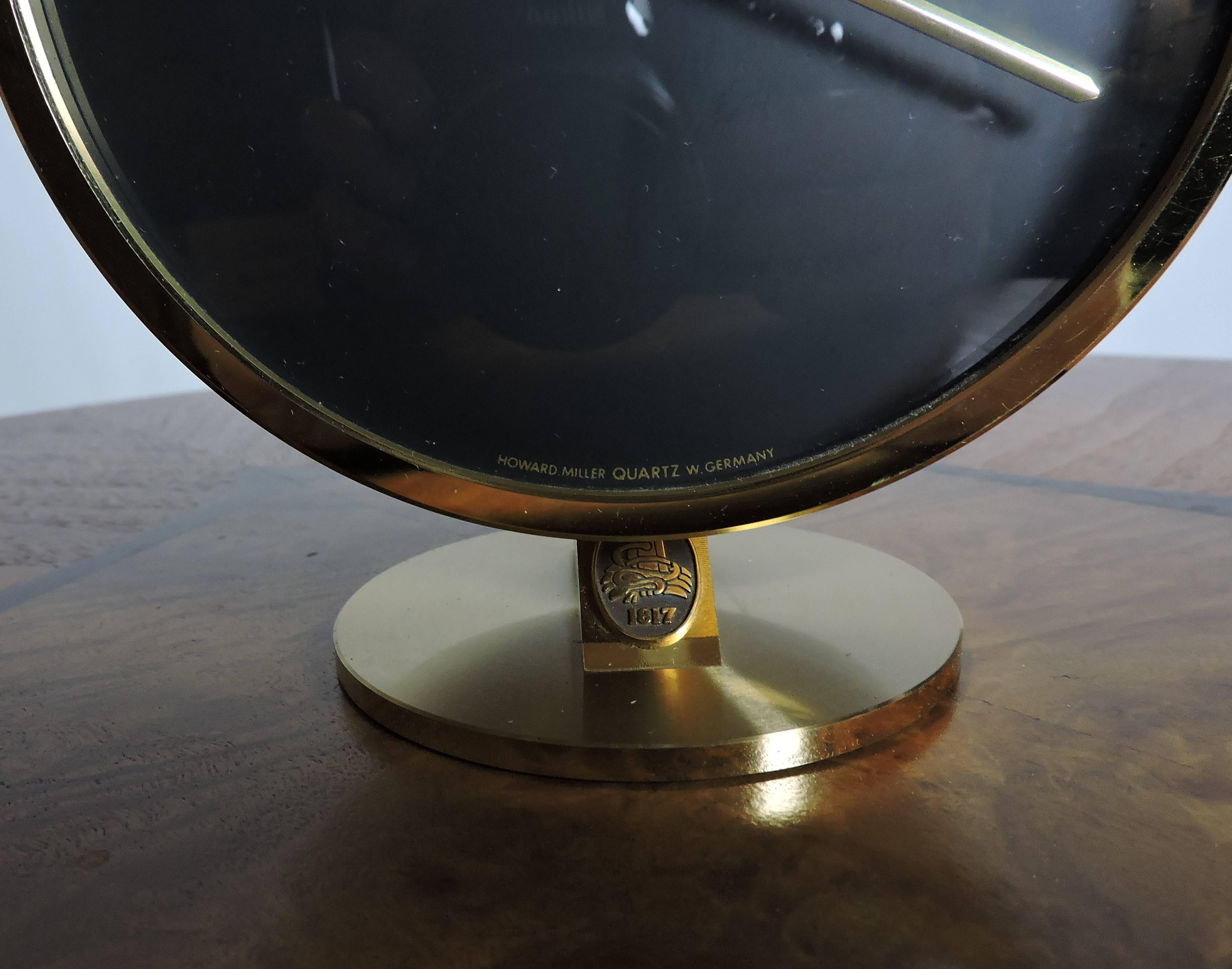 Late 20th Century Howard Miller Mid-Century Modern W. German Horwitt Brass Desk Clock