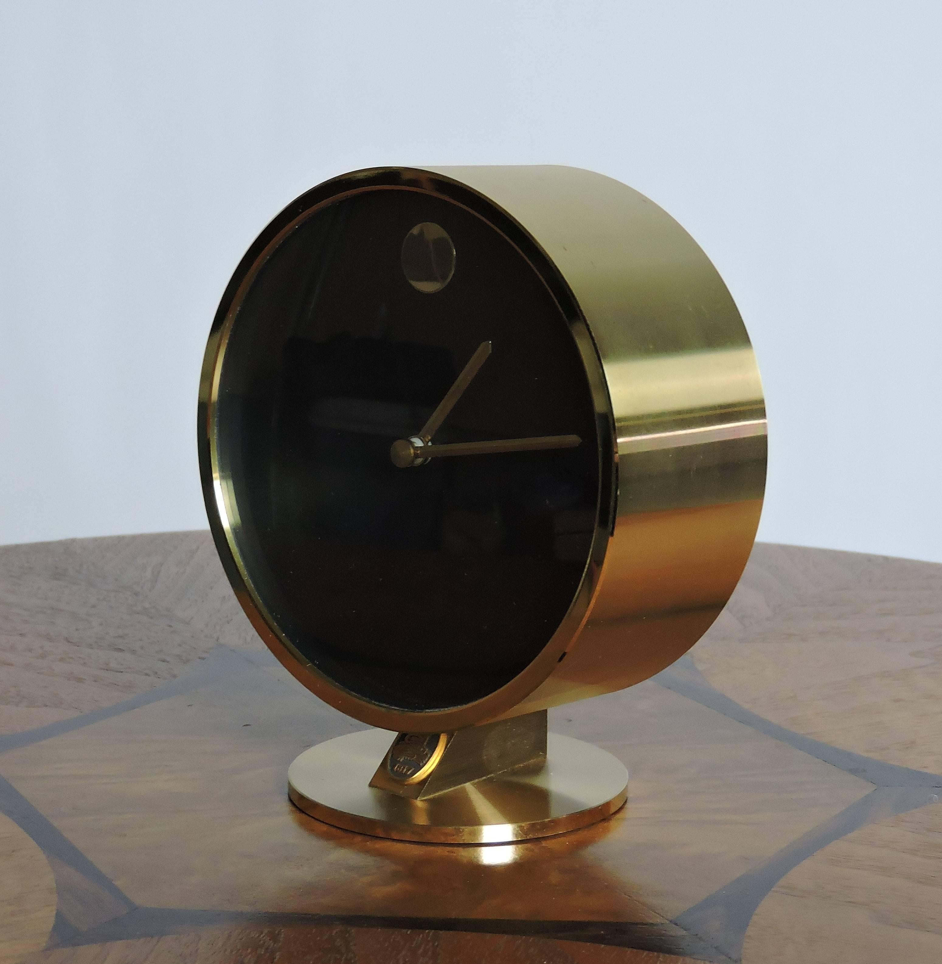 Howard Miller Mid-Century Modern W. German Horwitt Brass Desk Clock 1