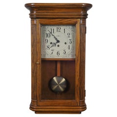 Antique Howard Miller Oak Sandringham Wall Clock 613-108 German Westminster Chime 24"