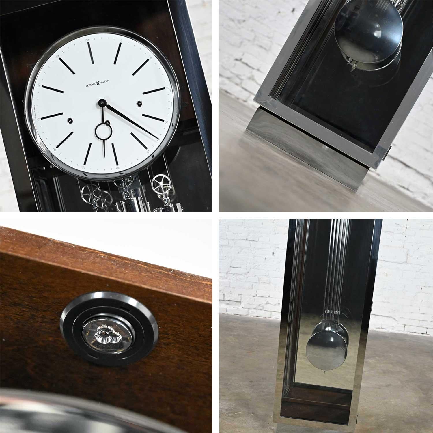 Howard Miller Quinten Model 611-216 Chrome & Espresso Floor Grandfather Clock 3