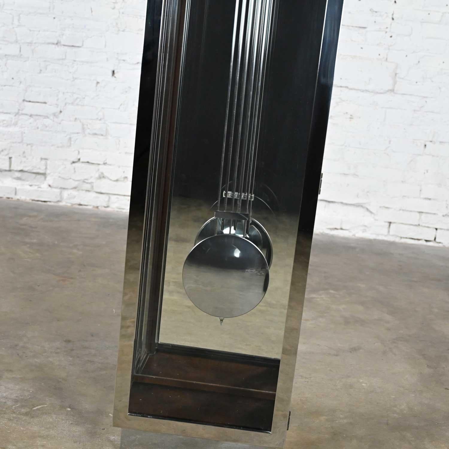 Howard Miller Quinten Model 611-216 Chrome & Espresso Floor Grandfather Clock 5