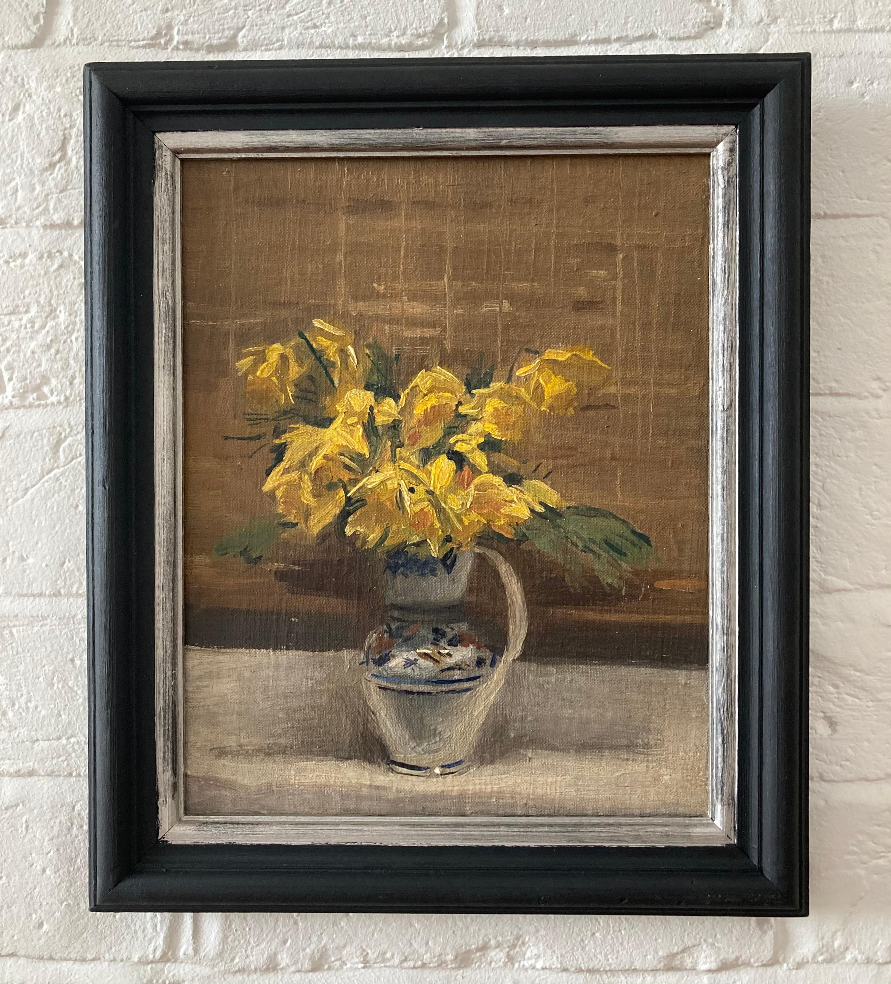 Nature morte britannique moderne de daffodils dans un vase en porcelaine de Howard J Morgan en vente 7