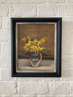 Modern British Still life of daffodils in a china vase by Howard J Morgan