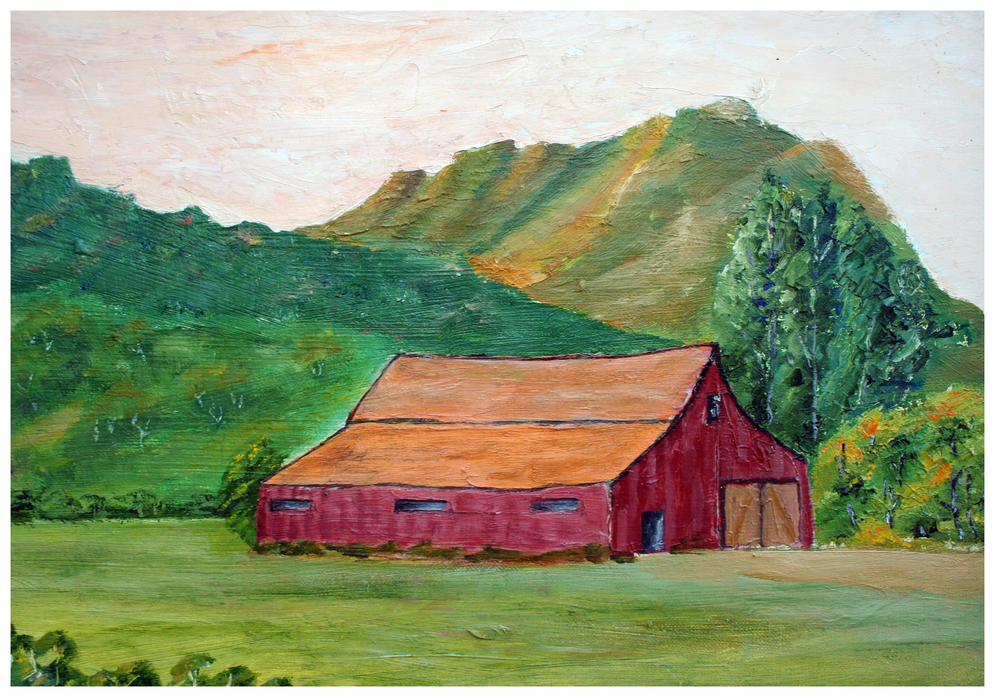 Mid Century Carmel Valley Farm Landscape - Painting by Howard Murphy