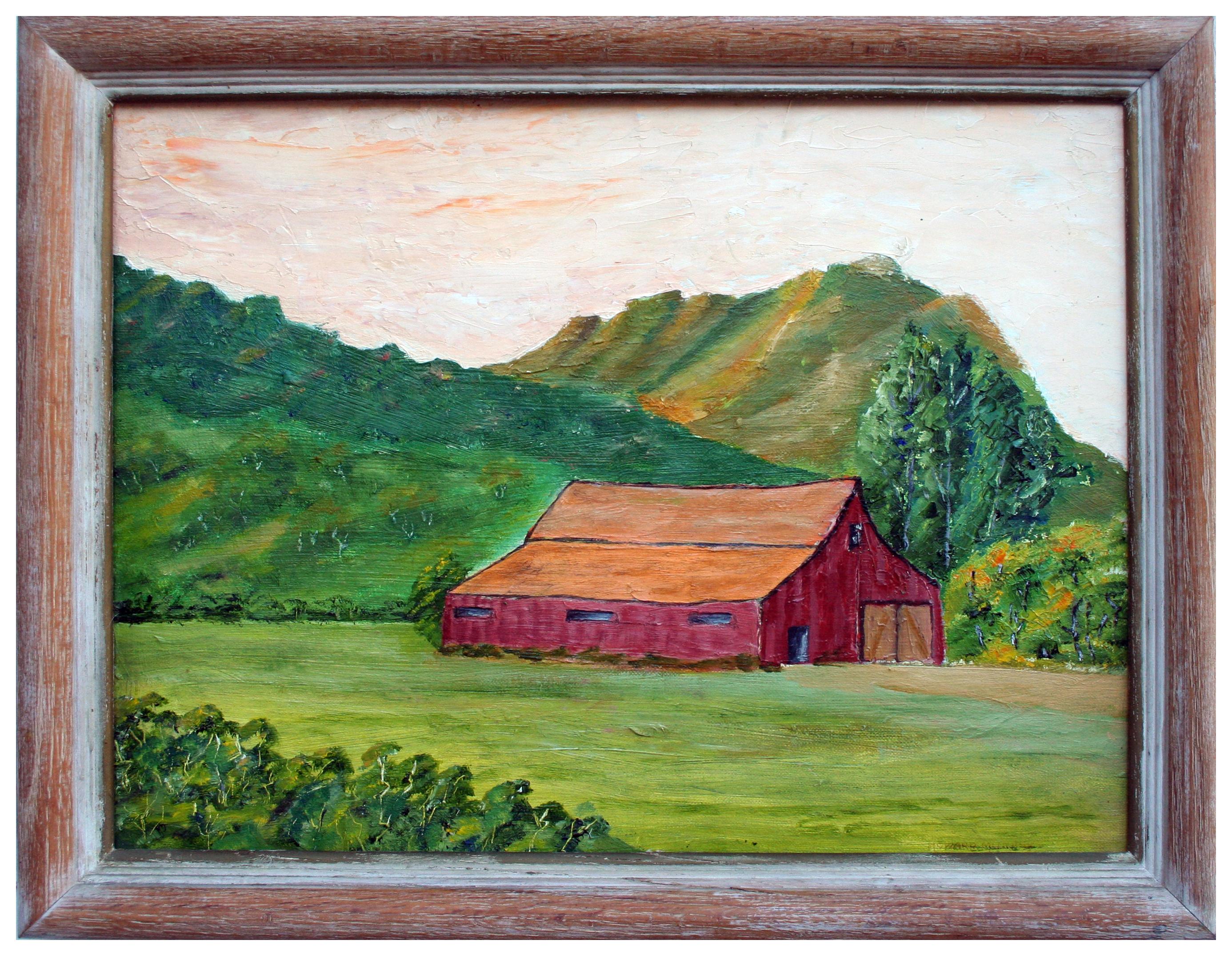 Landscape Painting Howard Murphy - Paysage de ferme du milieu du siècle à Carmel Valley