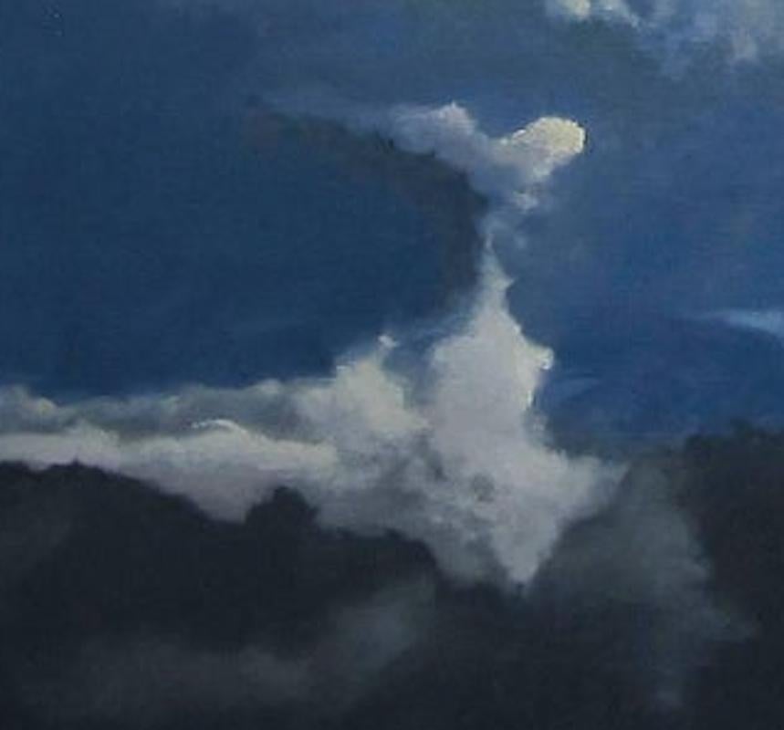 “Skylands”, swirling atmosphere in blues and white - Contemporary Painting by Howard Nathenson