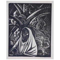Incisione originale di Wood di Howard Cook, 1932 - "Ragazza di Acapulco"