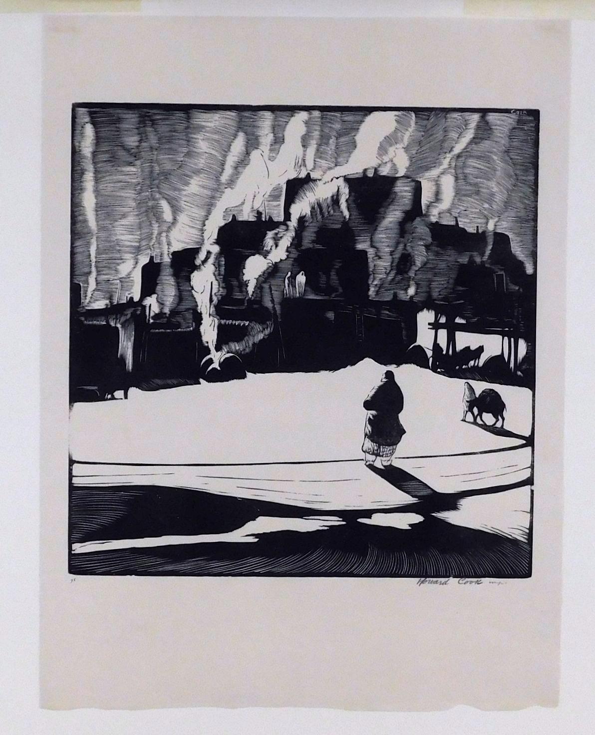 Howard Cook (1901-1980) noto artista di Taos, xilografia originale, 1927.
Titolo: 