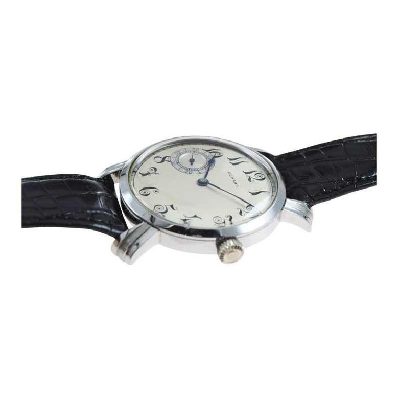Howard Oversized Watch with Custom Steel Exhibition Back Case, 1920s In Excellent Condition For Sale In Long Beach, CA