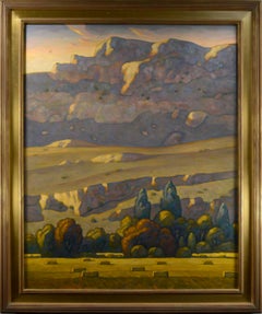 Howard Post, b.1948, Arizona. Oil on canvas, Last of the Haycrop, 54 x 42