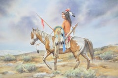 Howard Rees 'Amerikaner:: 20. Jahrhundert' "Der Späher" Original-Aquarell:: um 1980