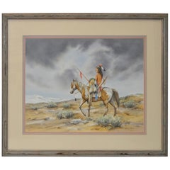 Used Howard Rees 'American, 20th Century' "The Scout" Original Watercolor, circa 1980