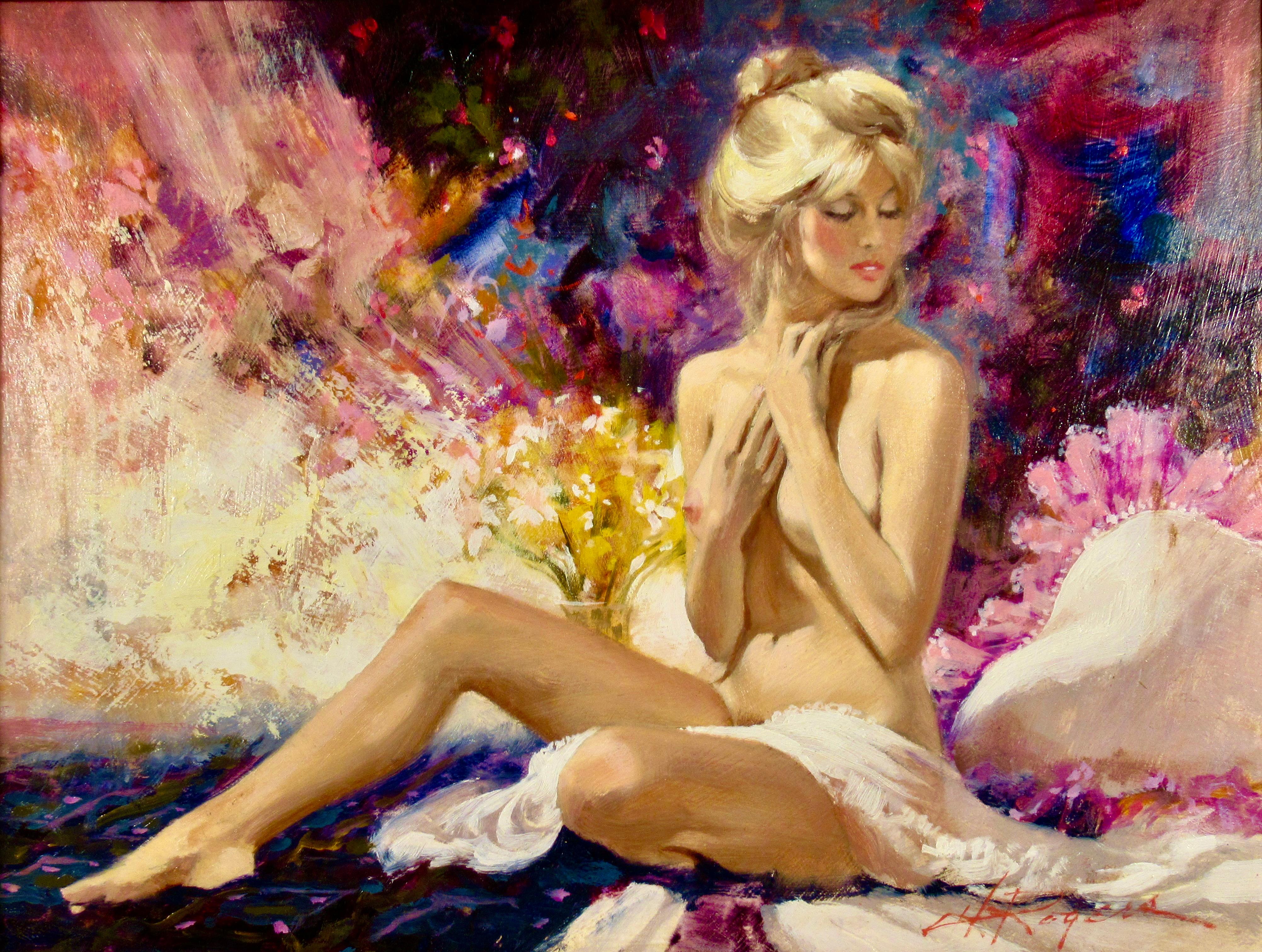 Nude Sitting - Painting by Howard Rogers