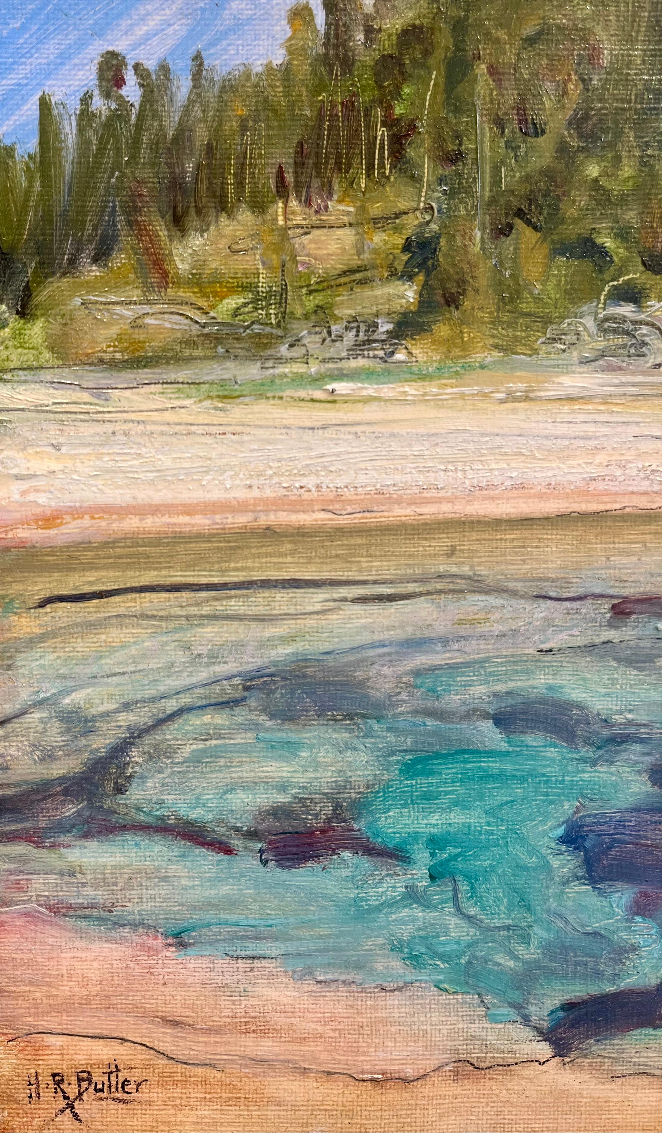 Questo dipinto di Howard Russell Butler cattura la presenza serena e quasi mistica di un geyser di Yellowstone in un momento di quiete. Noto per la sua capacità di ritrarre la grandezza dei fenomeni naturali, Butler si avvicina al geyser