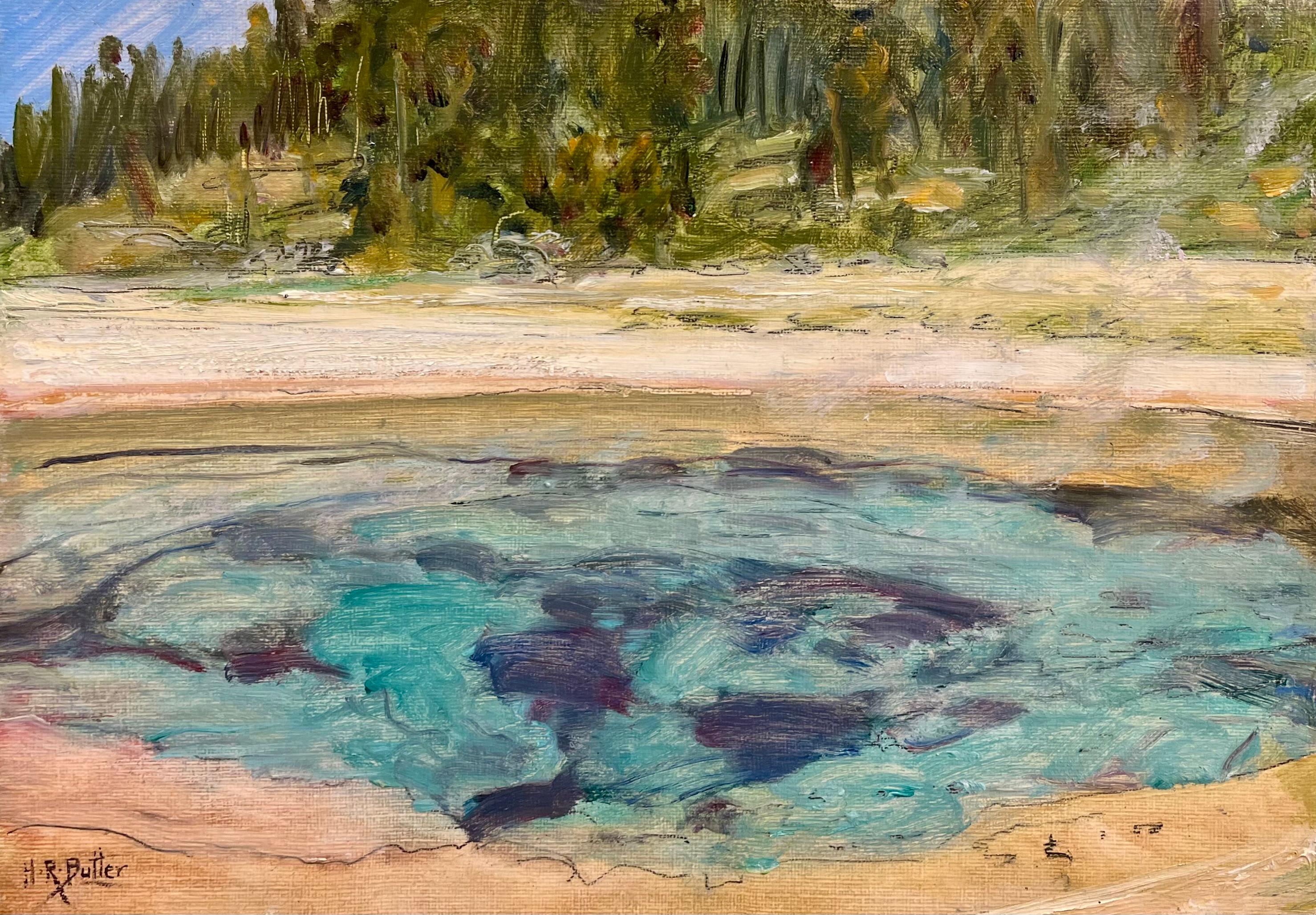Landscape Painting di Howard Russel Butler - Geyser di Yellowstone