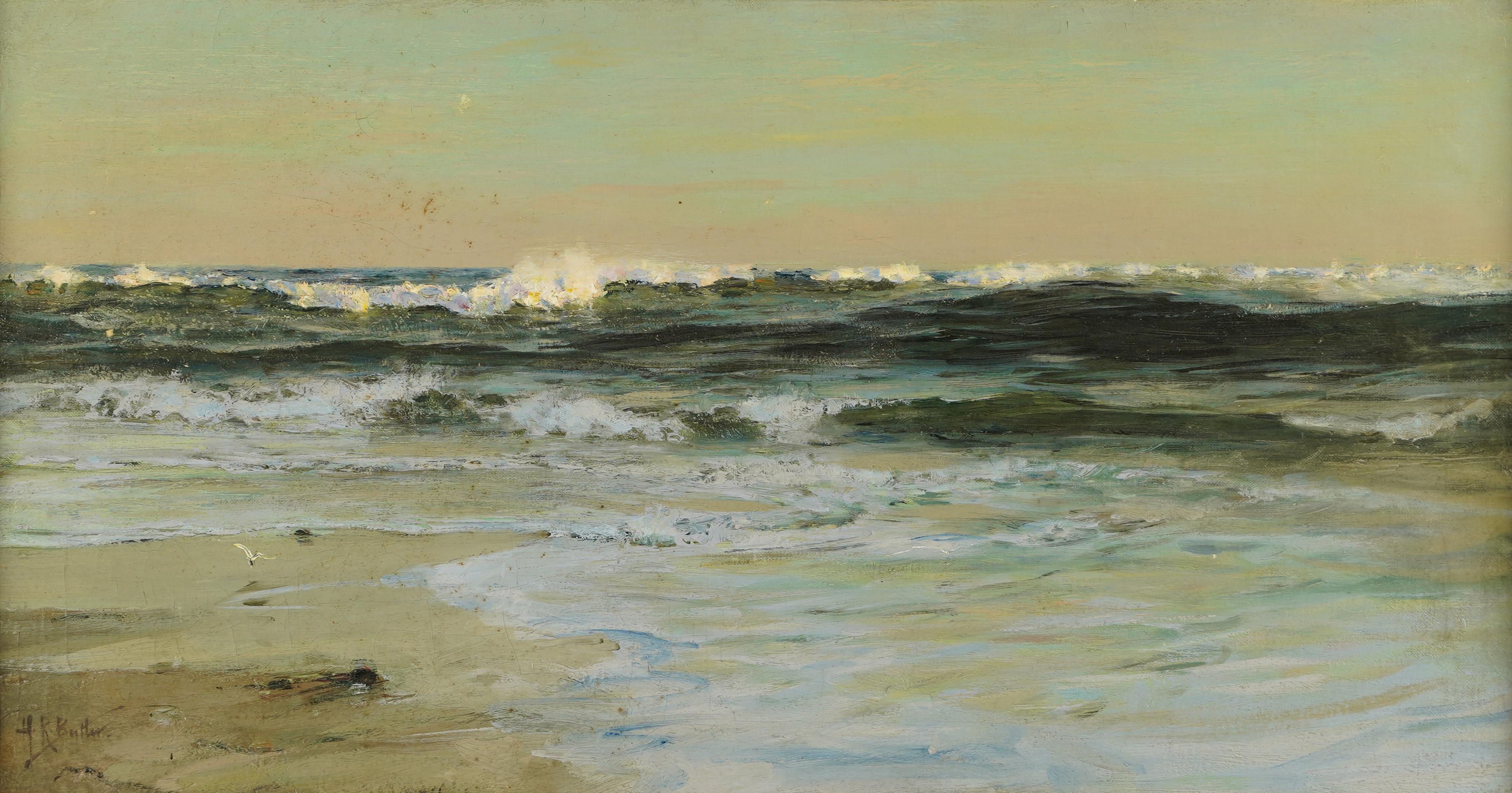 Antike amerikanische impressionistische Seelandschaft signiert Ölgemälde von Howard Russell Butler (1856 - 1934).  Öl auf Leinwand.  Unterschrieben.  Gerahmt.  Bildgröße: 30L x 16H.