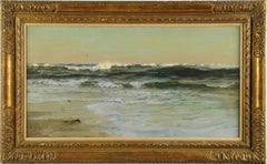  Antique American Impressionist Signed Beach Seascape Framed Oil Painting