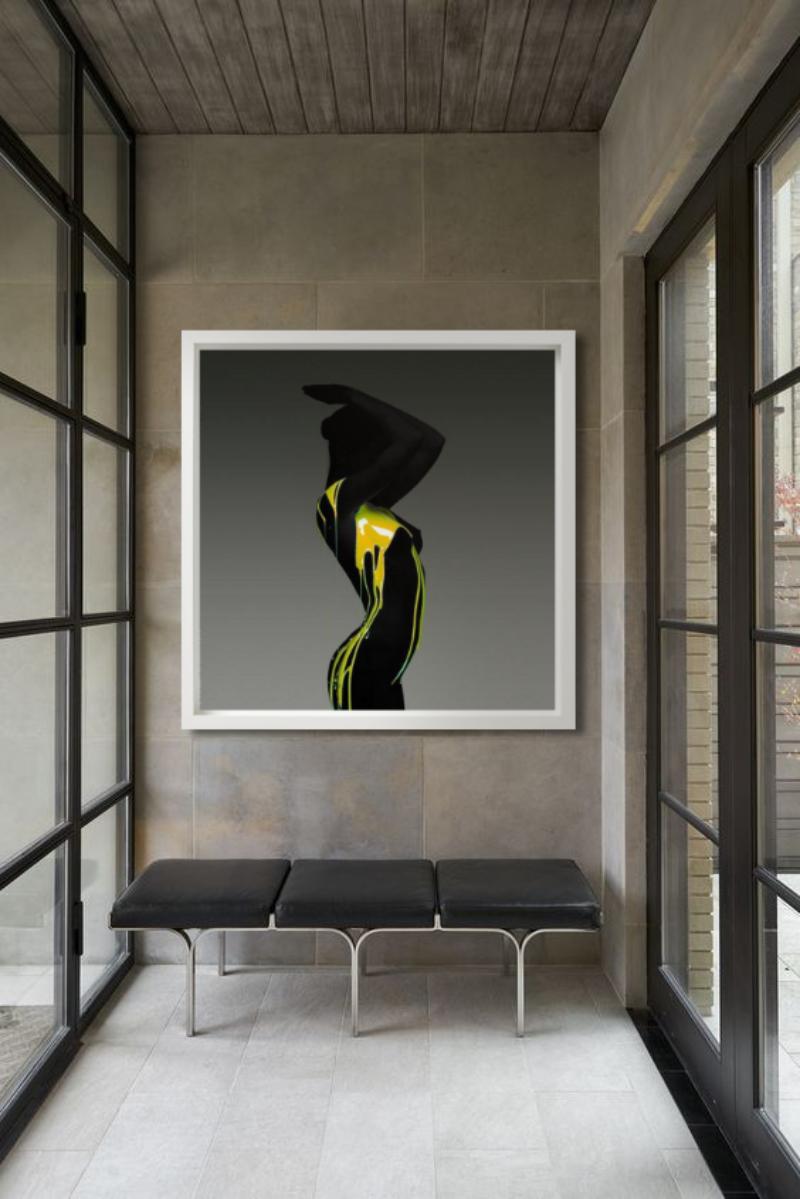 LLS #1132 - Akt, bedeckt in schwarzer und gelber Farbe, Fine Art-Fotograpie, 2004 (Zeitgenössisch), Photograph, von Howard Schatz