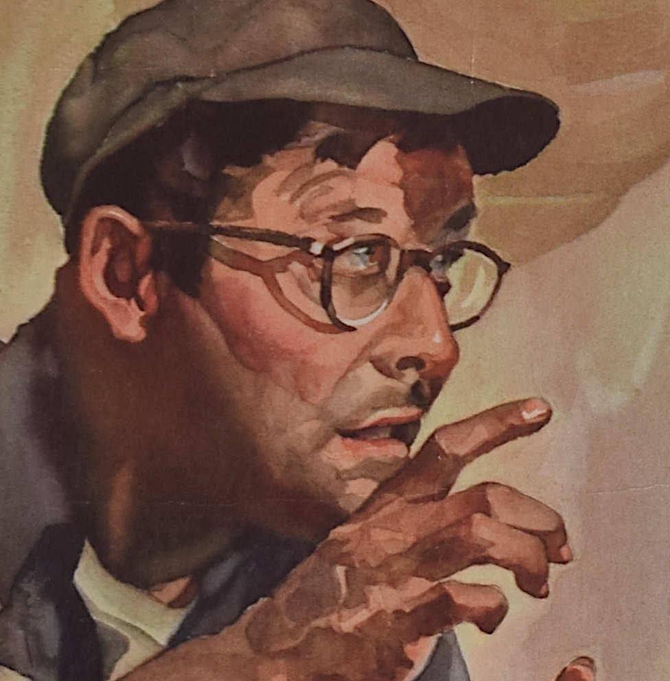 Cartel de propaganda original de la 2ª Guerra Mundial - No seas tonto y esparce droga por dentro - Print Realista de Howard Scott