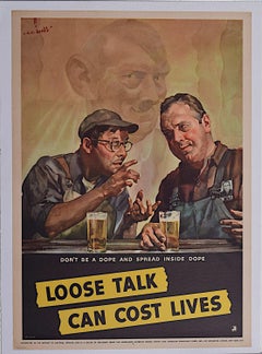 World War 2 original propaganda poster - Don't be a dope and spread inside dope