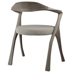 HOMAGE CHAIR- Sculptural, Carved Dining Armchair - Cerused Sapele Wood