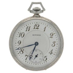 Howard Series V Art Deco Open Face Pocket Watch - White Gold 14k Manual Vintage