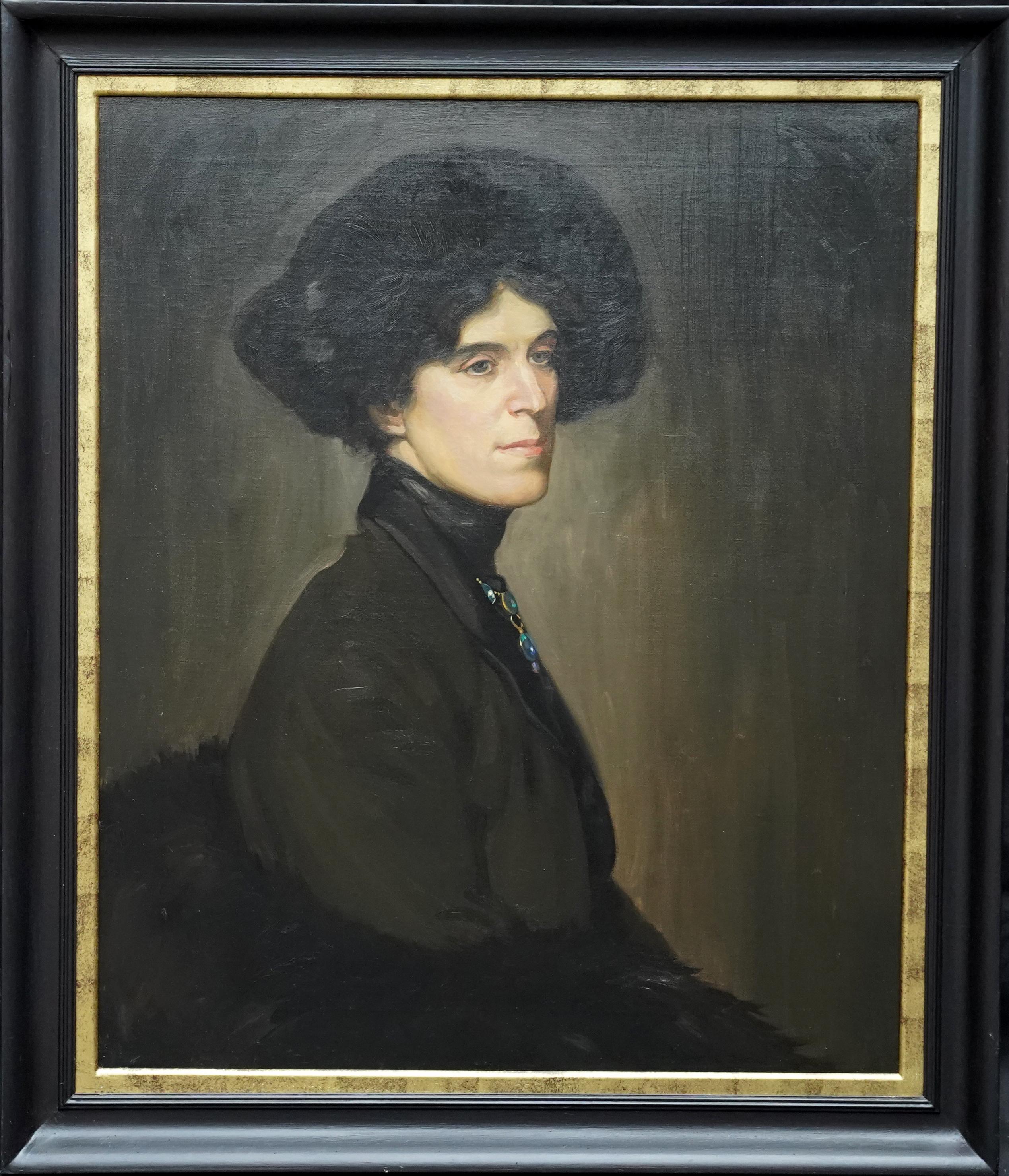 Portrait of Blanche Stuchbury - Scottish Edwardian art portrait oil painting For Sale 4