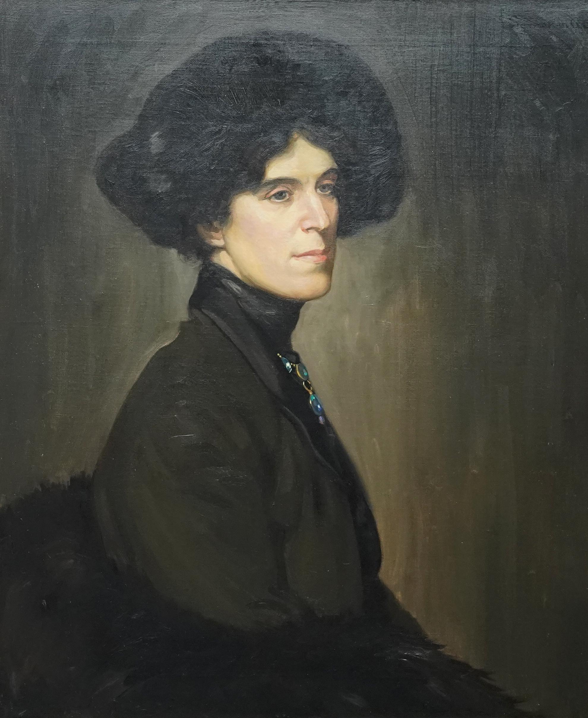 Portrait of Blanche Stuchbury - Scottish Edwardian art portrait oil painting - Painting by Howard Somerville