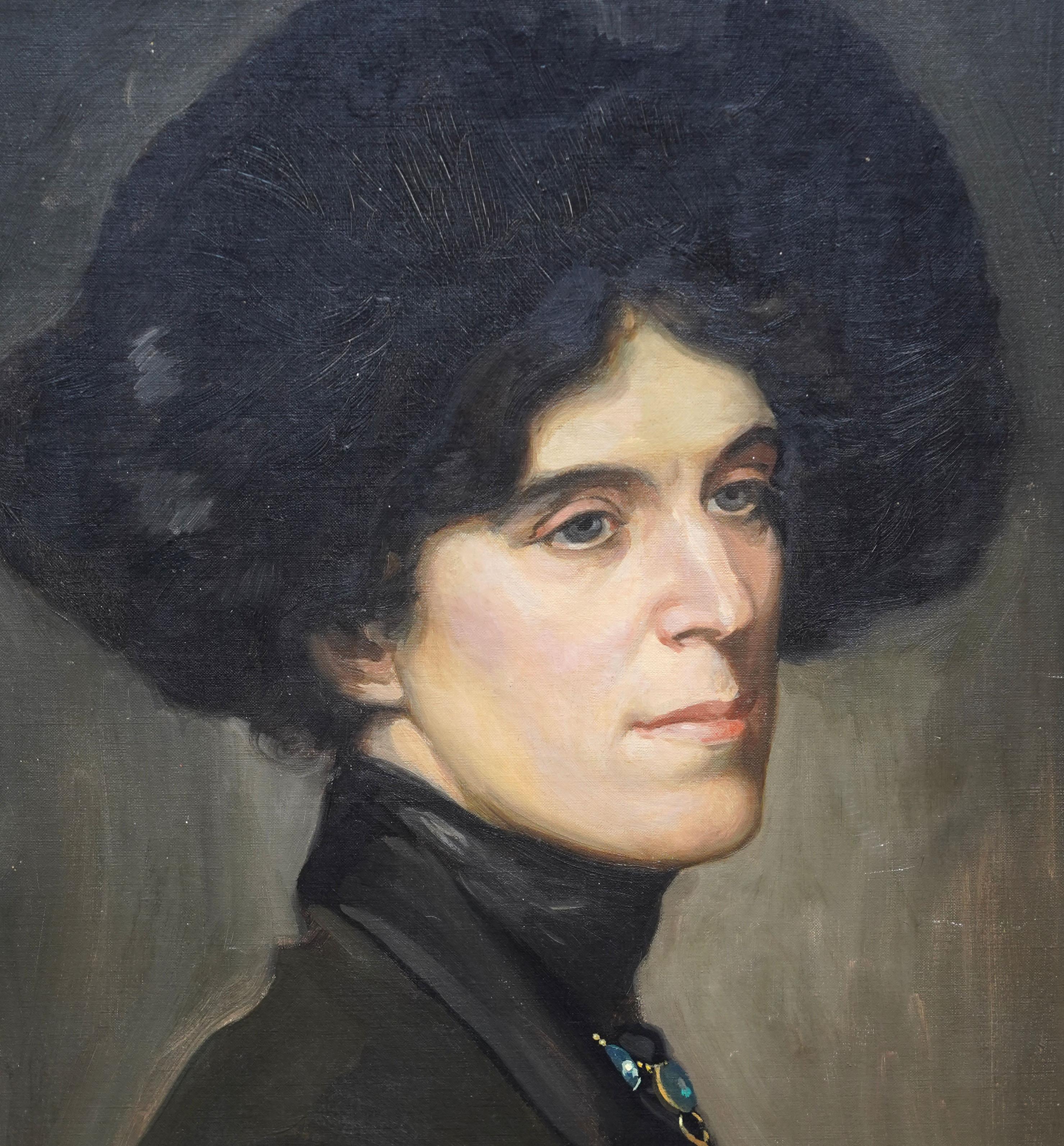 Portrait de Blanche Stuchbury - Peinture à l'huile d'un portrait de l'art édouardien en vente 1