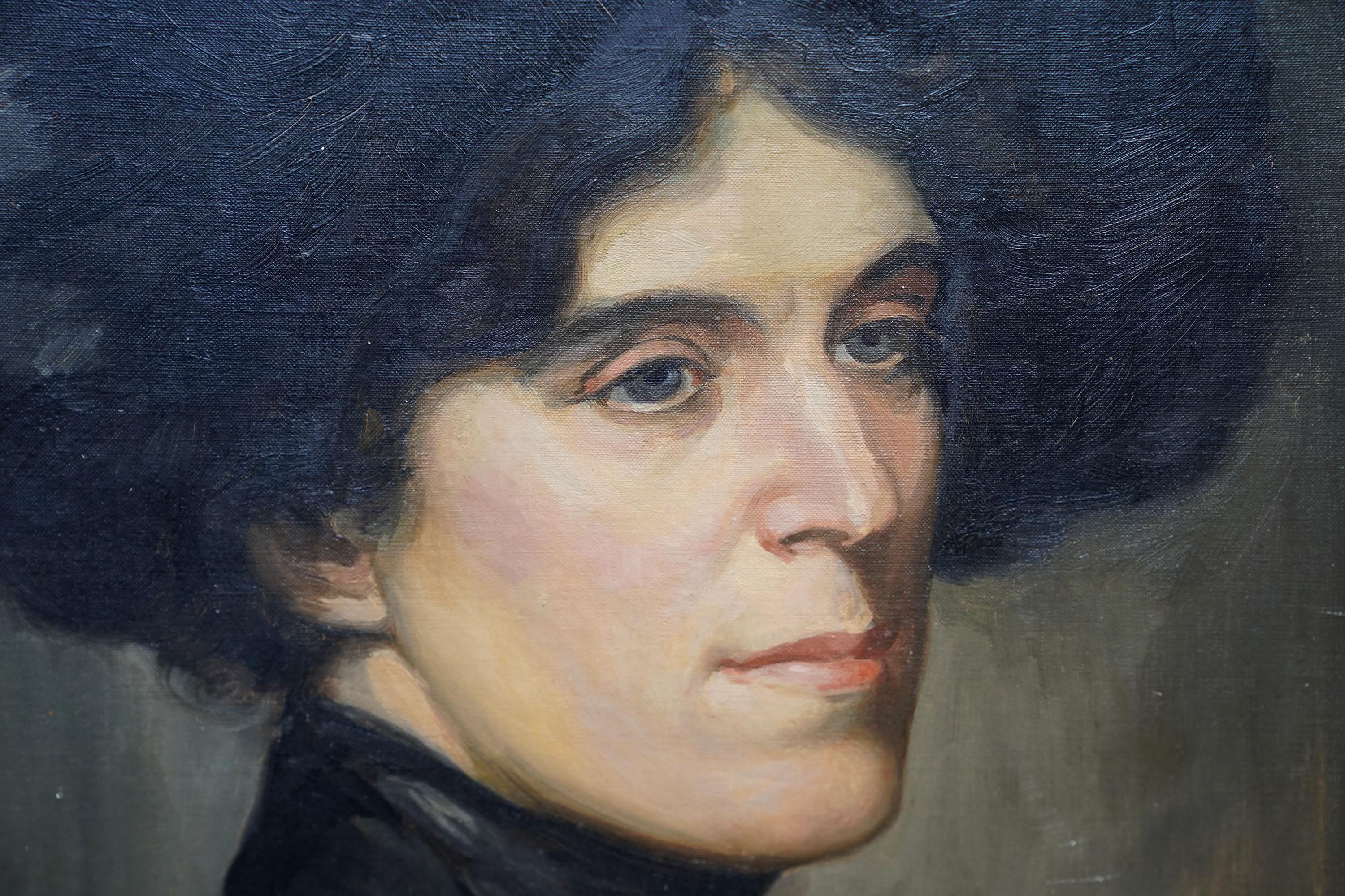Portrait of Blanche Stuchbury - Scottish Edwardian art portrait oil painting - Realist Painting by Howard Somerville