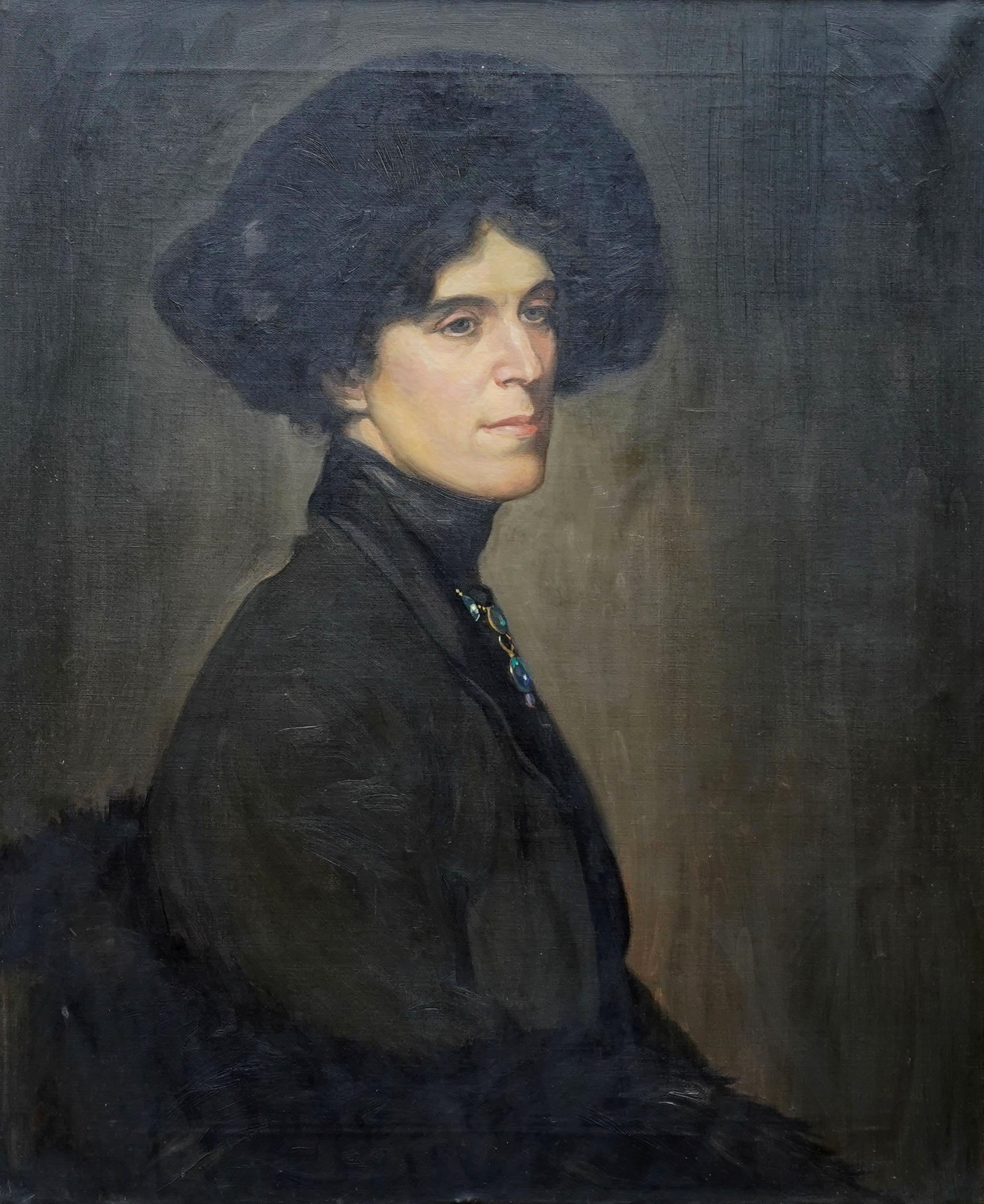 Portrait of Blanche Stuchbury - Scottish Edwardian art portrait oil painting For Sale 2