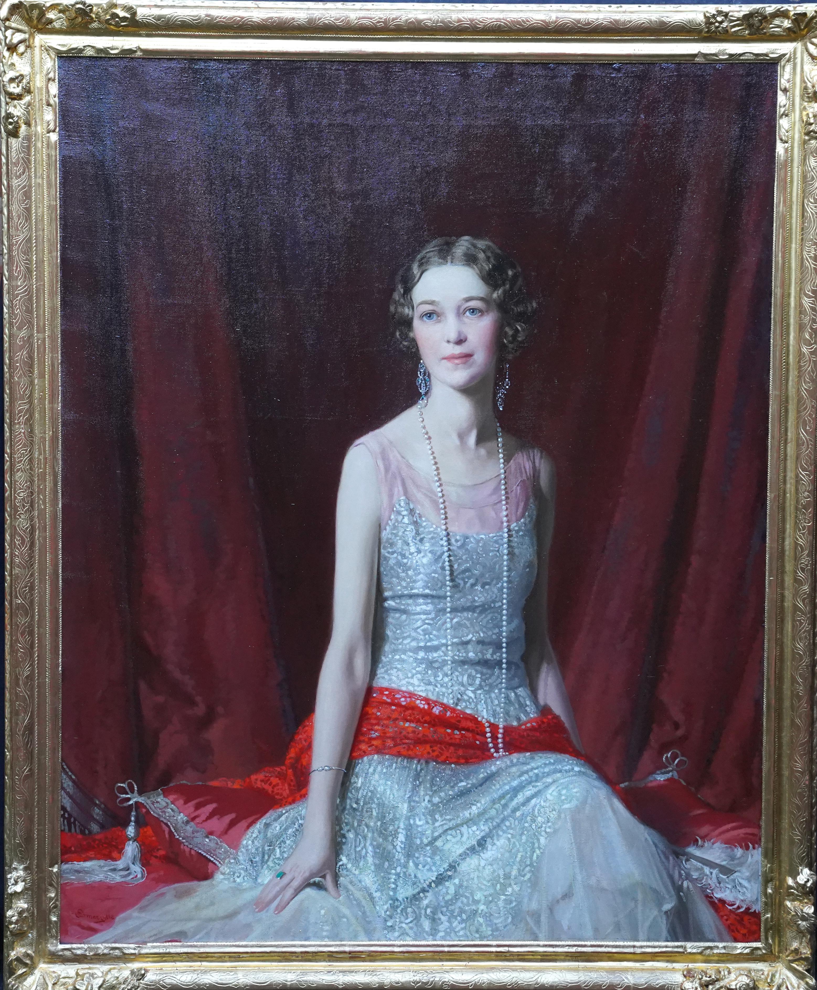 Howard Somerville Portrait Painting - Portrait of Gwen Le Bas - Scottish 1930 Royal Academy Exhib art oil painting