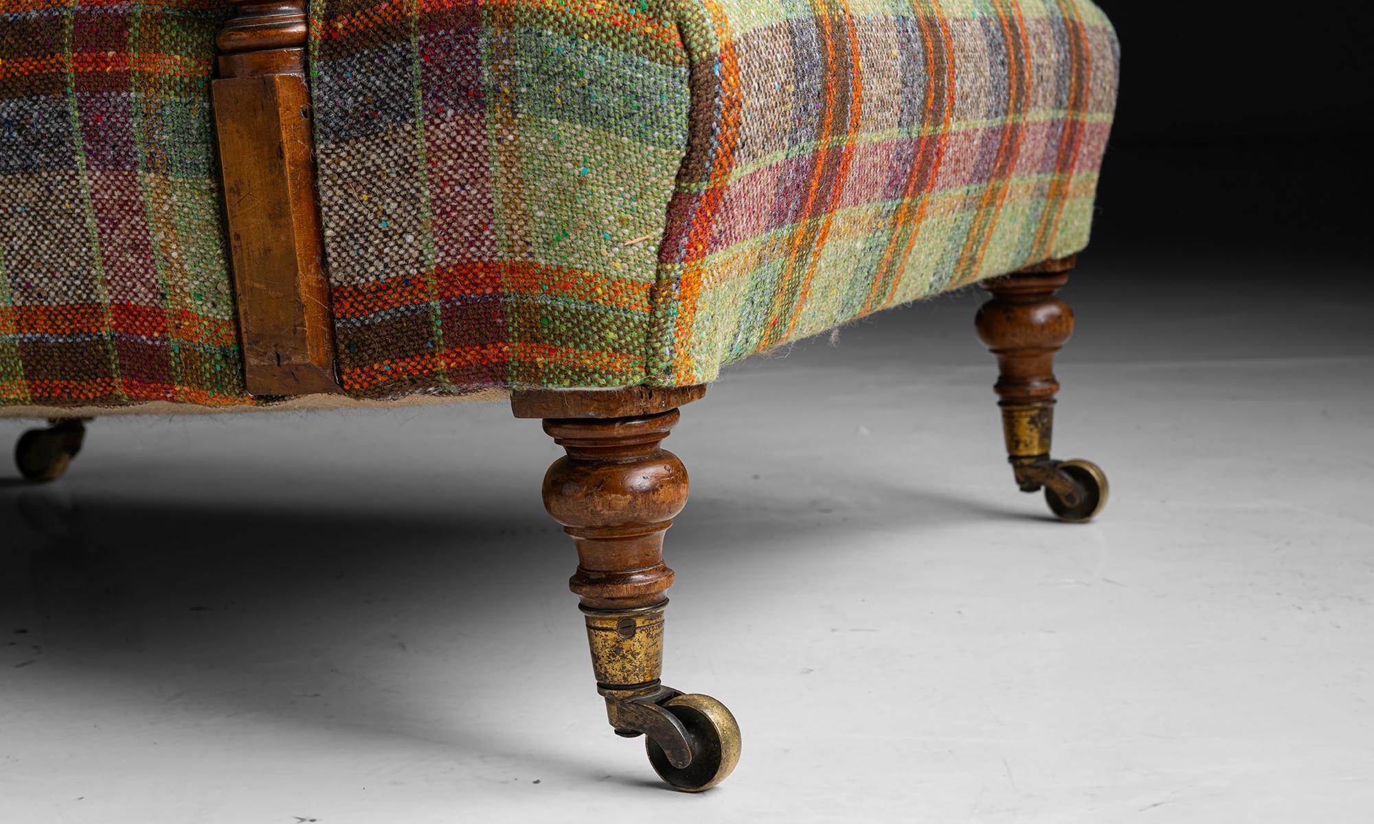 English Howard & Sons Armchair in Tweed by Pierre Frey, England 1871 For Sale