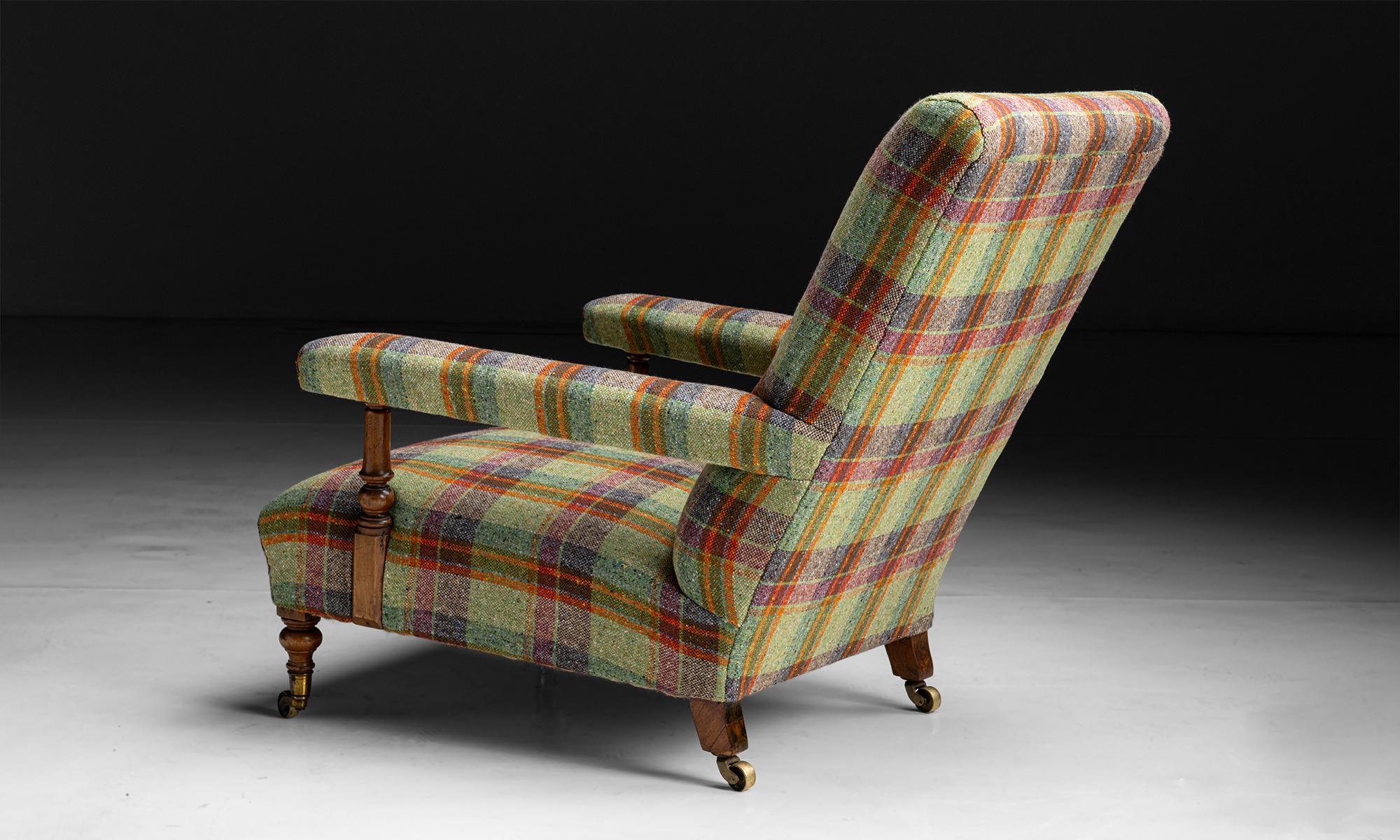 Late 19th Century Howard & Sons Armchair in Tweed by Pierre Frey, England 1871 For Sale