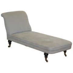 Antique Howard & Son's Berners Street Fully Stamped Chaise Lounge Armchair Window Seat
