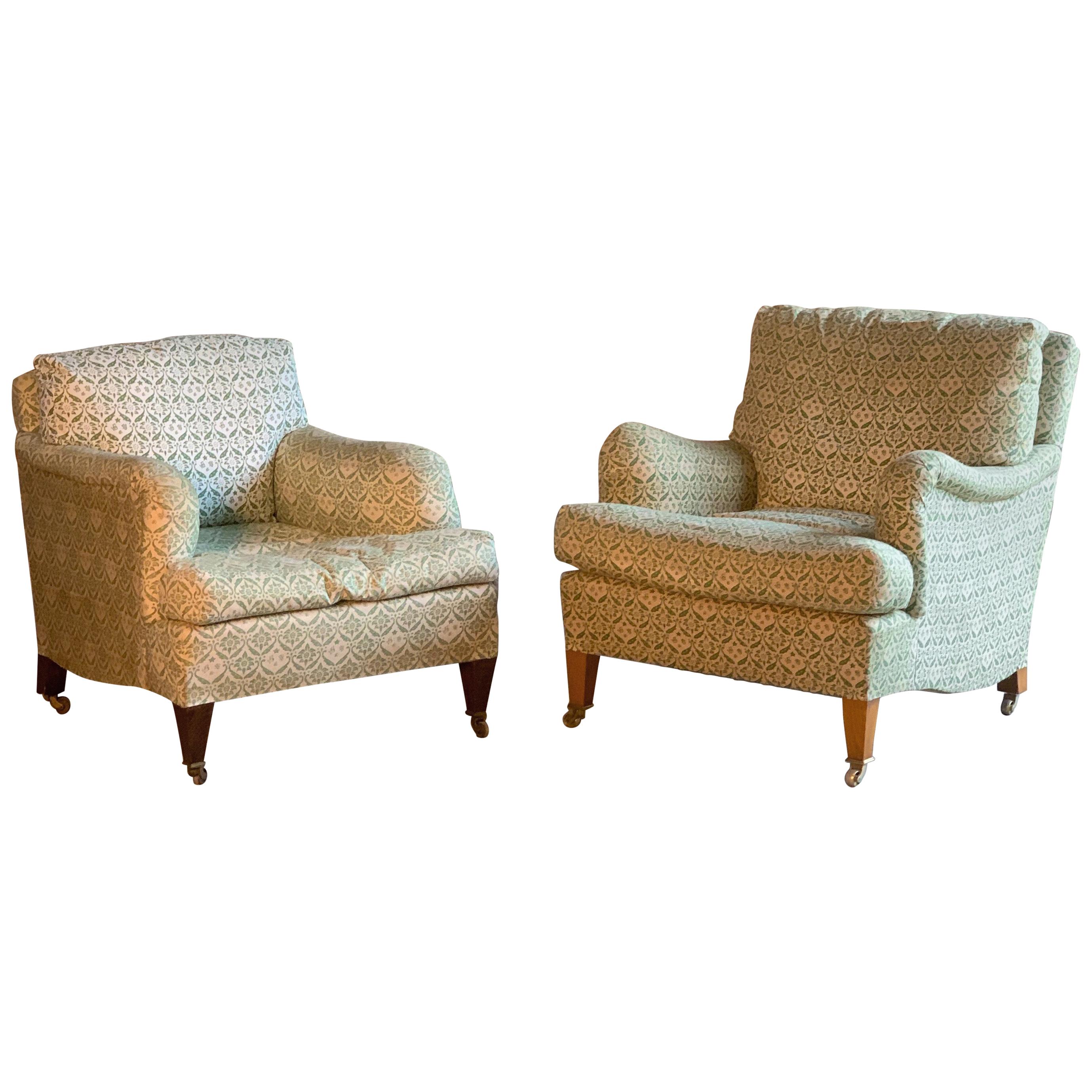 Howard & Sons Bridgewater & Amazone Armchairs Pair of by Lenygon & Morant